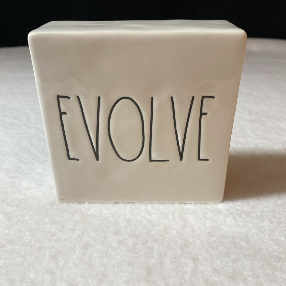 Rae Dunn Ceramic Block Office Decor White Evolve Think Artisan Collection